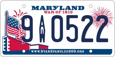 MD license plate 9AW0522