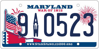 MD license plate 9AW0523