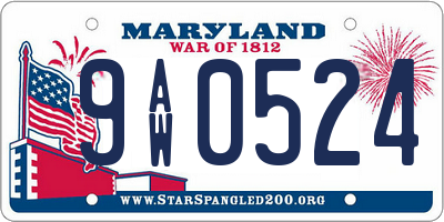 MD license plate 9AW0524