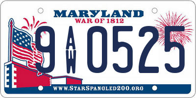 MD license plate 9AW0525