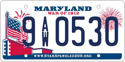 MD license plate 9AW0530