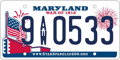 MD license plate 9AW0533