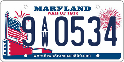MD license plate 9AW0534