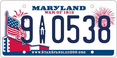 MD license plate 9AW0538