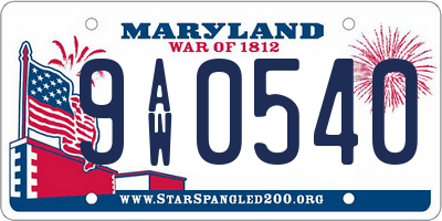 MD license plate 9AW0540