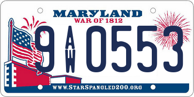 MD license plate 9AW0553