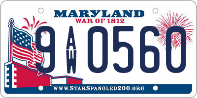 MD license plate 9AW0560