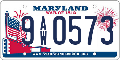MD license plate 9AW0573