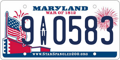 MD license plate 9AW0583