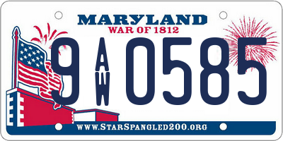MD license plate 9AW0585