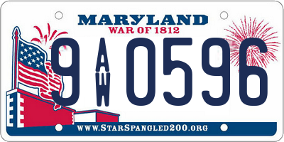 MD license plate 9AW0596