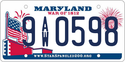 MD license plate 9AW0598