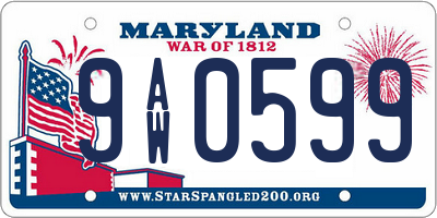 MD license plate 9AW0599