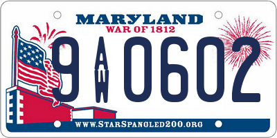 MD license plate 9AW0602