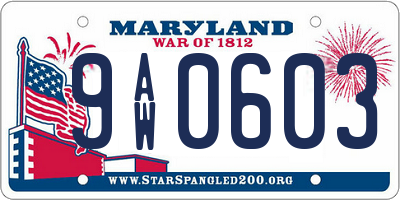 MD license plate 9AW0603