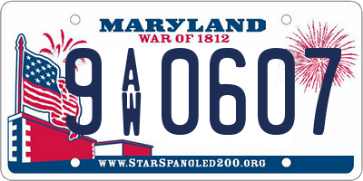 MD license plate 9AW0607