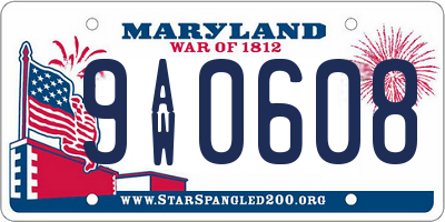 MD license plate 9AW0608