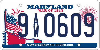 MD license plate 9AW0609
