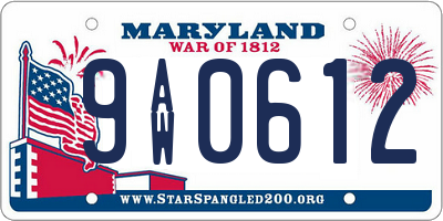 MD license plate 9AW0612