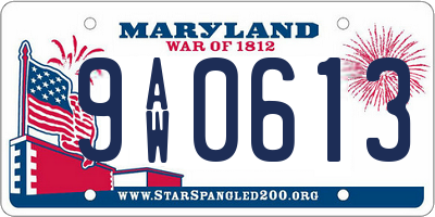 MD license plate 9AW0613