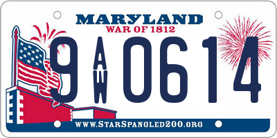 MD license plate 9AW0614