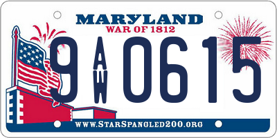 MD license plate 9AW0615