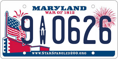 MD license plate 9AW0626