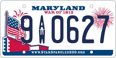 MD license plate 9AW0627