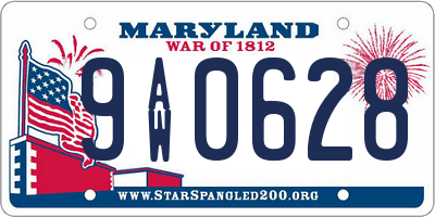 MD license plate 9AW0628