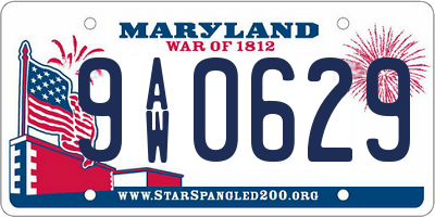 MD license plate 9AW0629