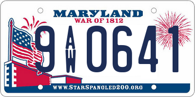 MD license plate 9AW0641