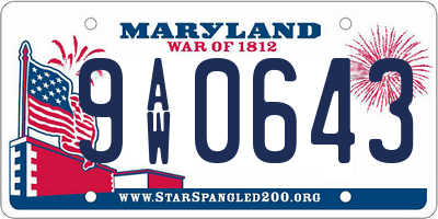 MD license plate 9AW0643