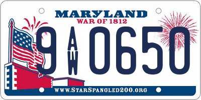 MD license plate 9AW0650