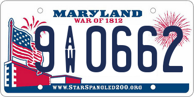 MD license plate 9AW0662