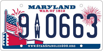 MD license plate 9AW0663