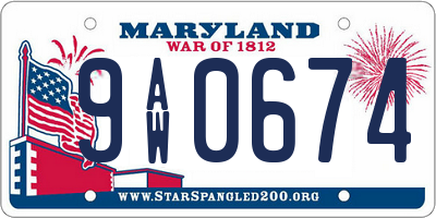 MD license plate 9AW0674
