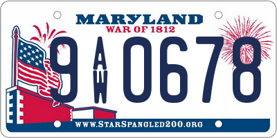 MD license plate 9AW0678