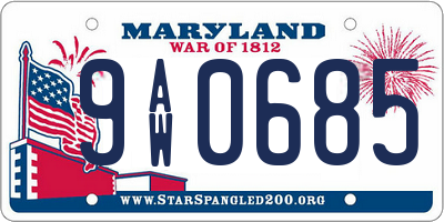 MD license plate 9AW0685
