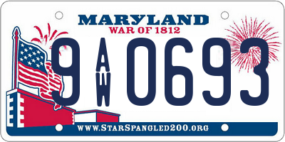 MD license plate 9AW0693