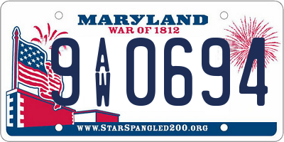MD license plate 9AW0694