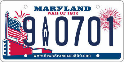 MD license plate 9AW0701