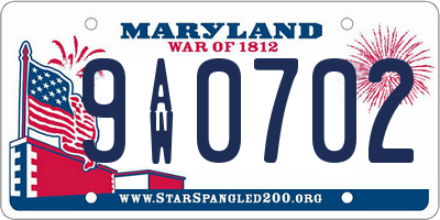 MD license plate 9AW0702