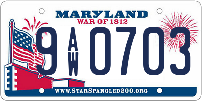 MD license plate 9AW0703