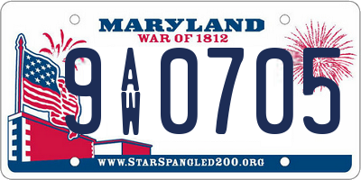 MD license plate 9AW0705