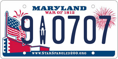 MD license plate 9AW0707