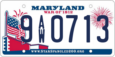 MD license plate 9AW0713