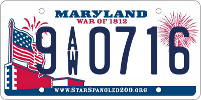 MD license plate 9AW0716