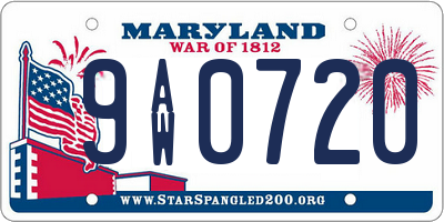 MD license plate 9AW0720