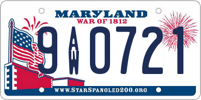 MD license plate 9AW0721