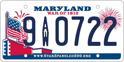 MD license plate 9AW0722